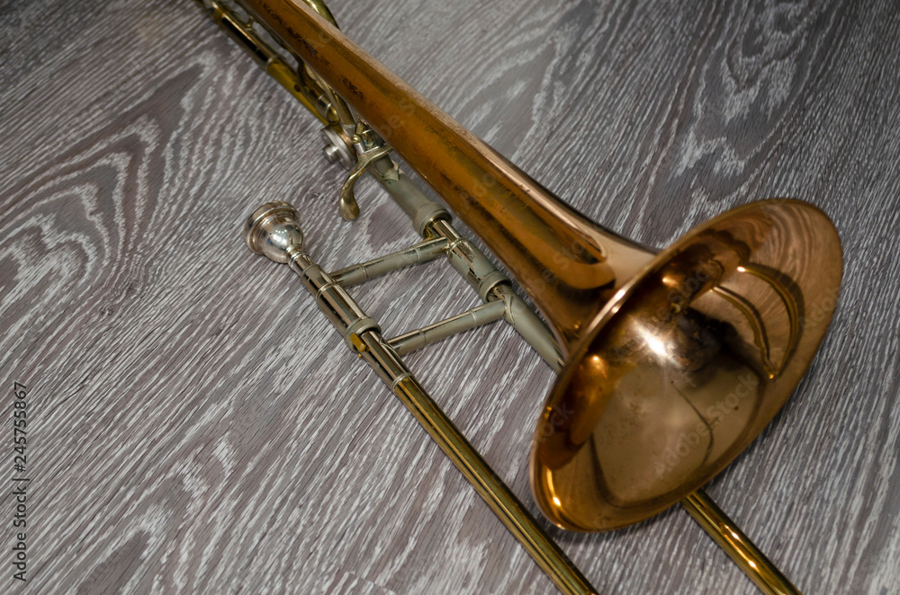Obraz premium copper colored trombone