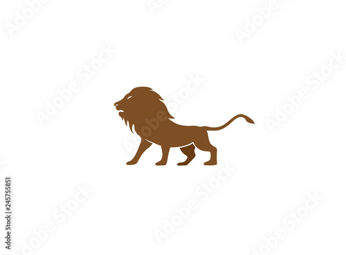 Brown lion open mouth  and roaring logo