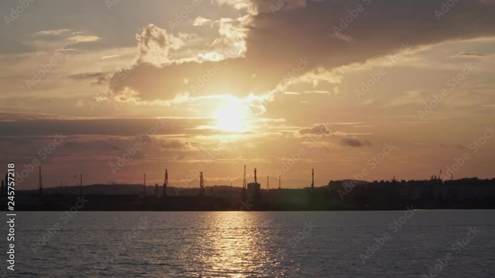 Amazing sunset over the industrial area of the city Amazing sunset over the industrial area of the city