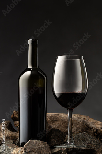 red wine bottle with the glass