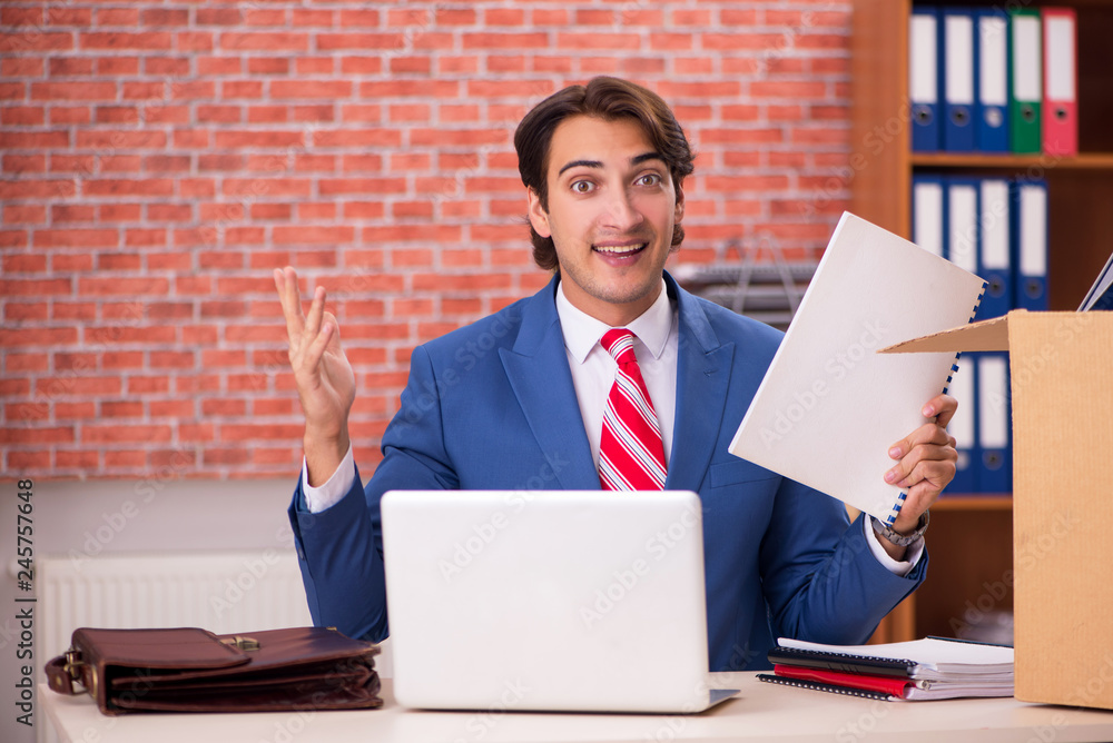 Successful employee getting new job position Successful employee getting new job position