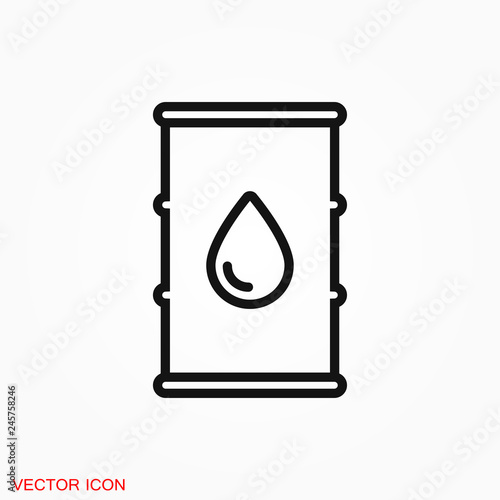Oil drum container icon logo, illustration, vector sign symbol for design