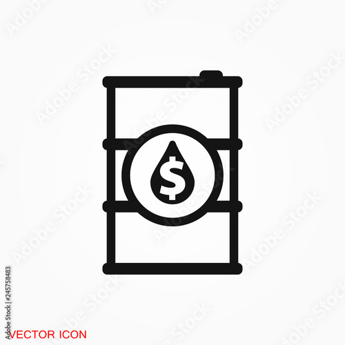 Oil drum container icon logo, illustration, vector sign symbol for design