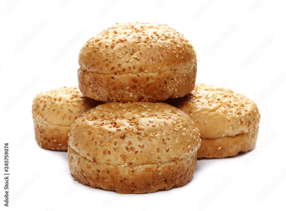 Burger buns with sesame isolated on white background Burger buns with sesame isolated on white background