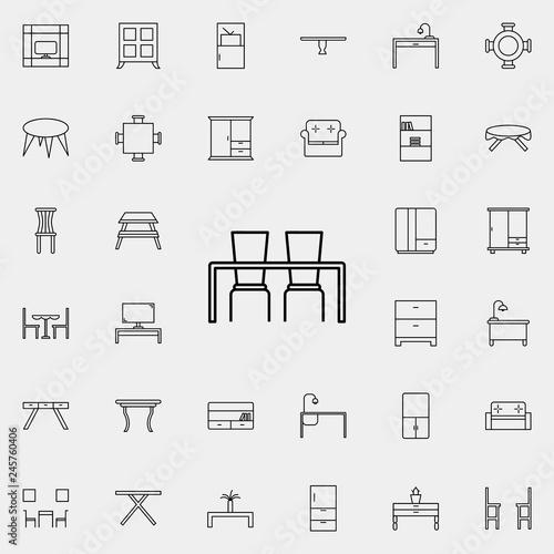 table glyph icon. Furniture icons universal set for web and mobile