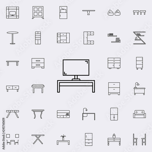 table glyph icon. Furniture icons universal set for web and mobile