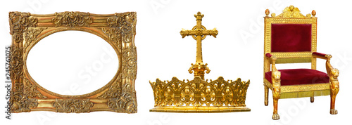 royal crown throne gold isolated photo