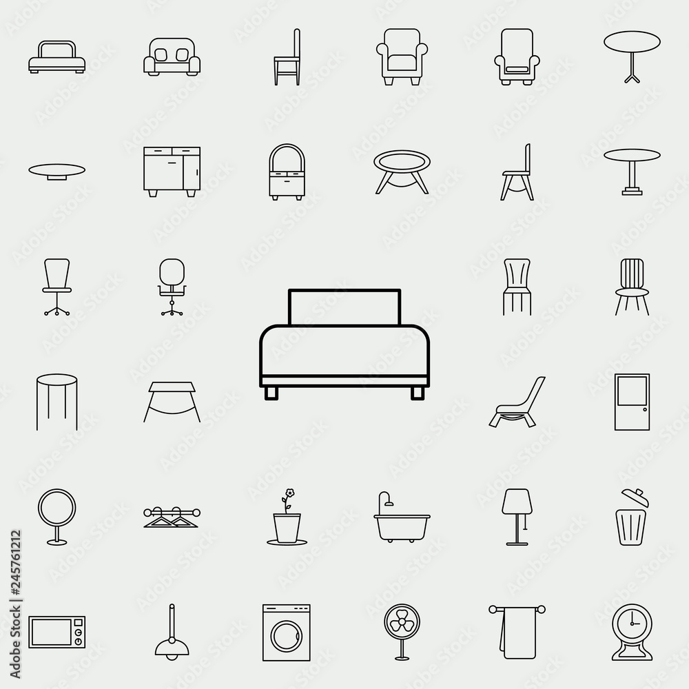 bed glyph icon. Furniture icons universal set for web and mobile