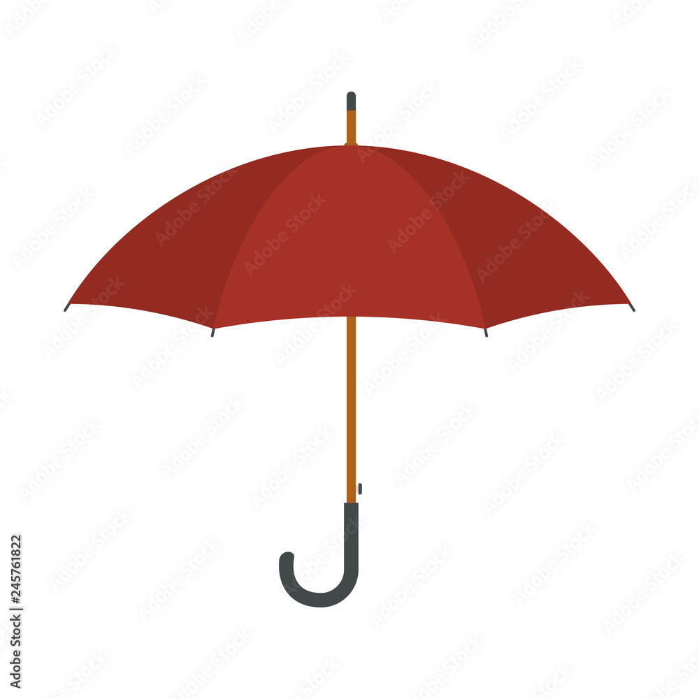 Umbrella in flat style. Red umbrella icon isolated on white background. Rain protection sign. Vector illustration. Umbrella in flat style. Red umbrella icon isolated on white background. Rain protection sign. Vector illustration.