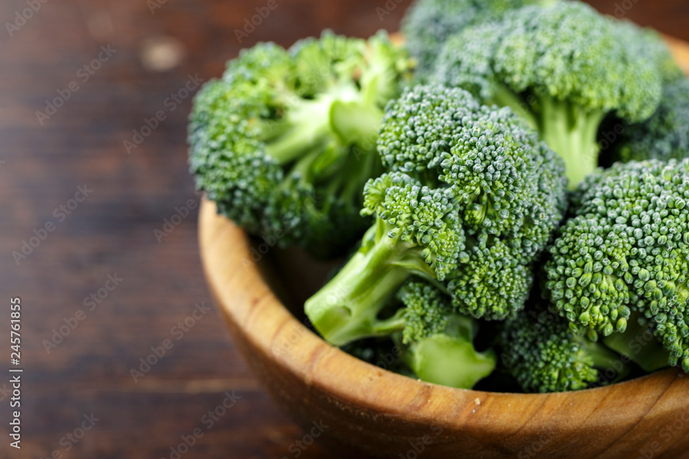 broccoli on wooden background