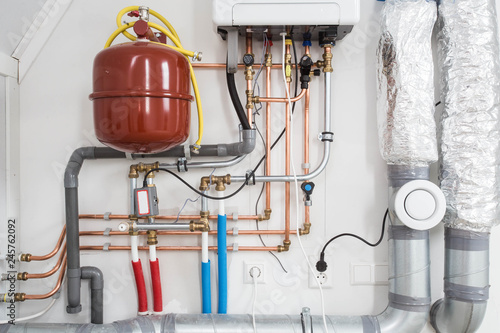 Bilde på lerret Heating installation, household boiler with heat pomp new