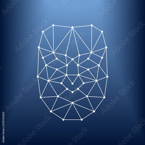 Face ID banner. Facial recognition technology. Biometric verification. Vector illustration.