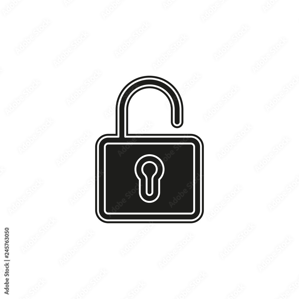 Simple Unlock Vector Icon Simple Unlock Vector Icon