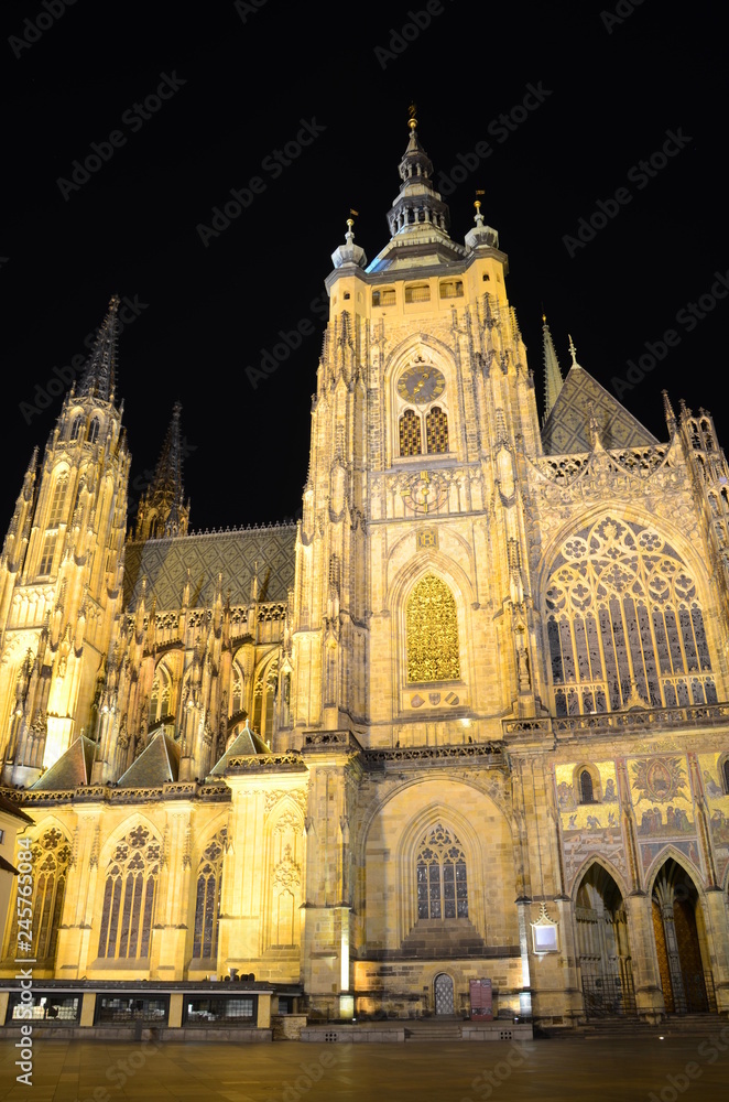 St. Vitus Cathedral in Prague by night