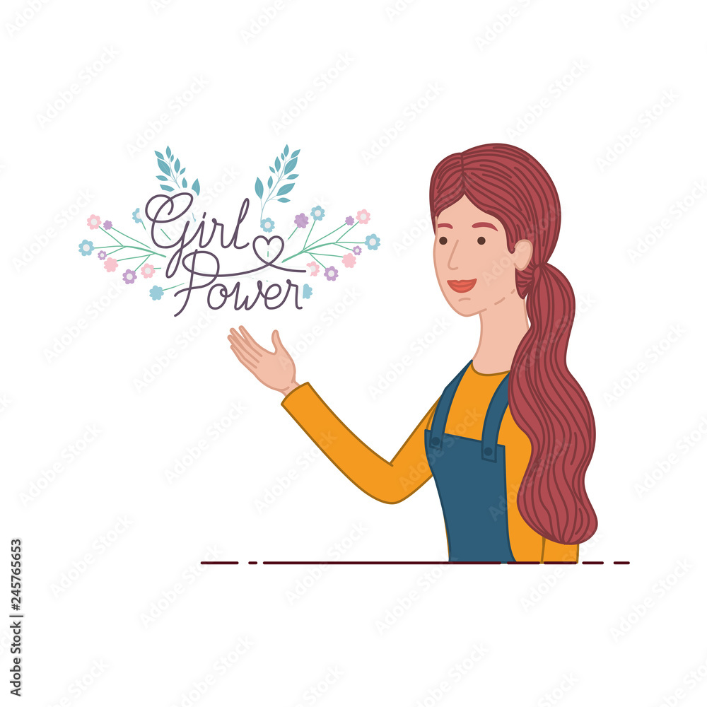 woman with label girl power avatar character woman with label girl power avatar character