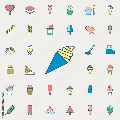 ice cream in horn colored dusk style icon. Ice cream icons universal set for web and mobile