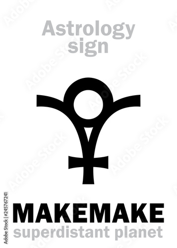 Astrology Alphabet: MAKEMAKE (Rapa Nuï deity), superdistant dwarf planet. Hieroglyphics character sign (symbol of the Polynesian god the creator of humanity).