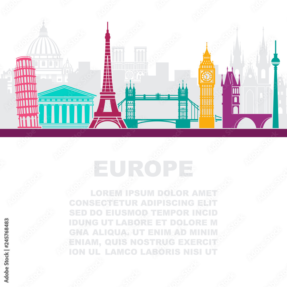 The layout of the leaflets with the sights Europe and place for text