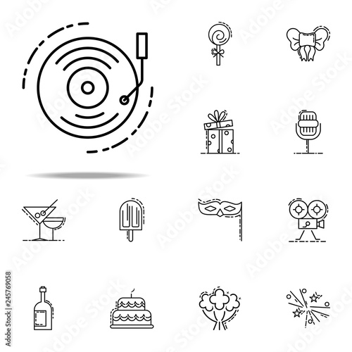 gramophone dusk style icon. Birthday icons universal set for web and mobile