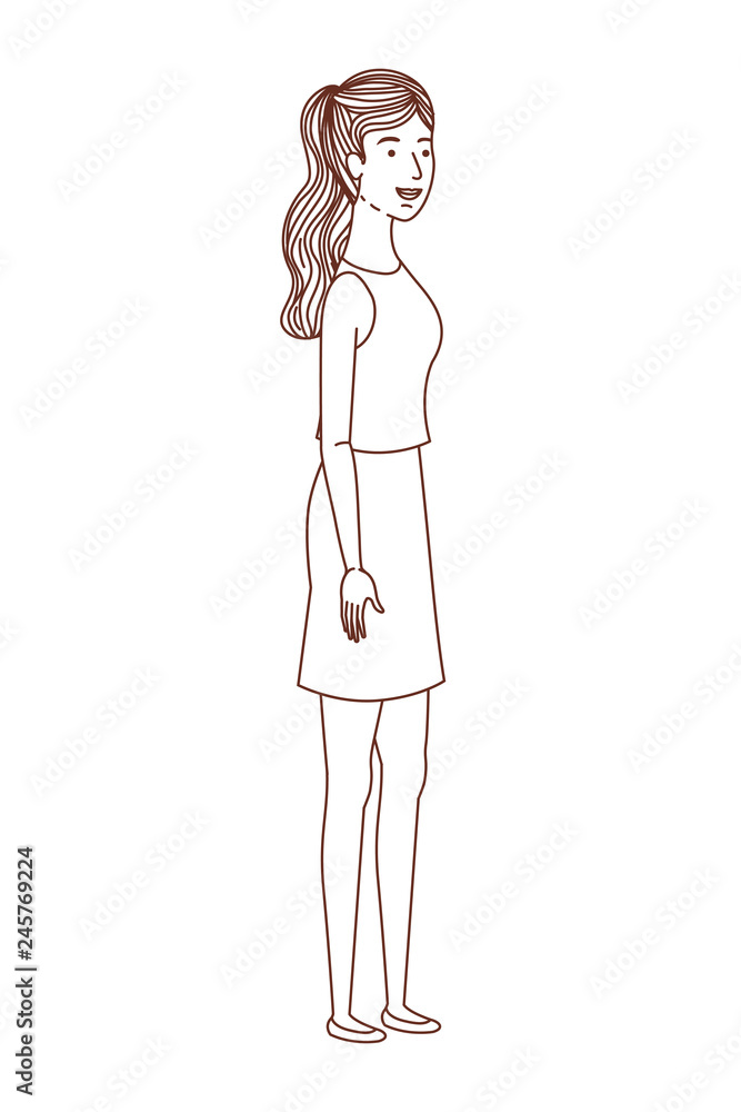 young woman standing avatar character young woman standing avatar character