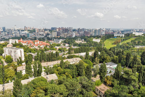 Kiev city skyline from above, downtown cityscape, capital of Ukraine.