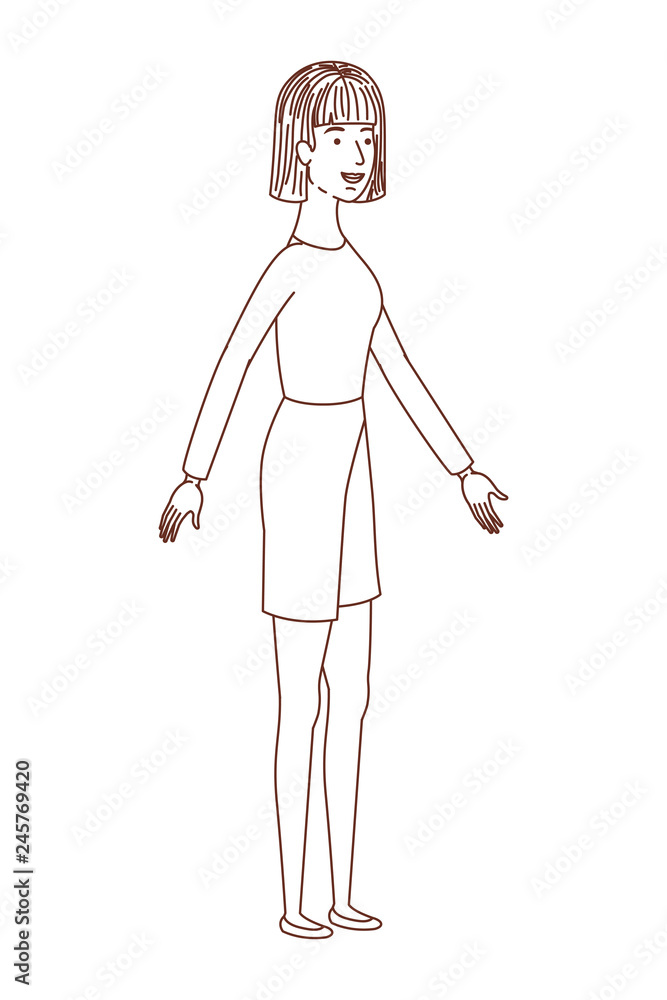 young woman standing avatar character