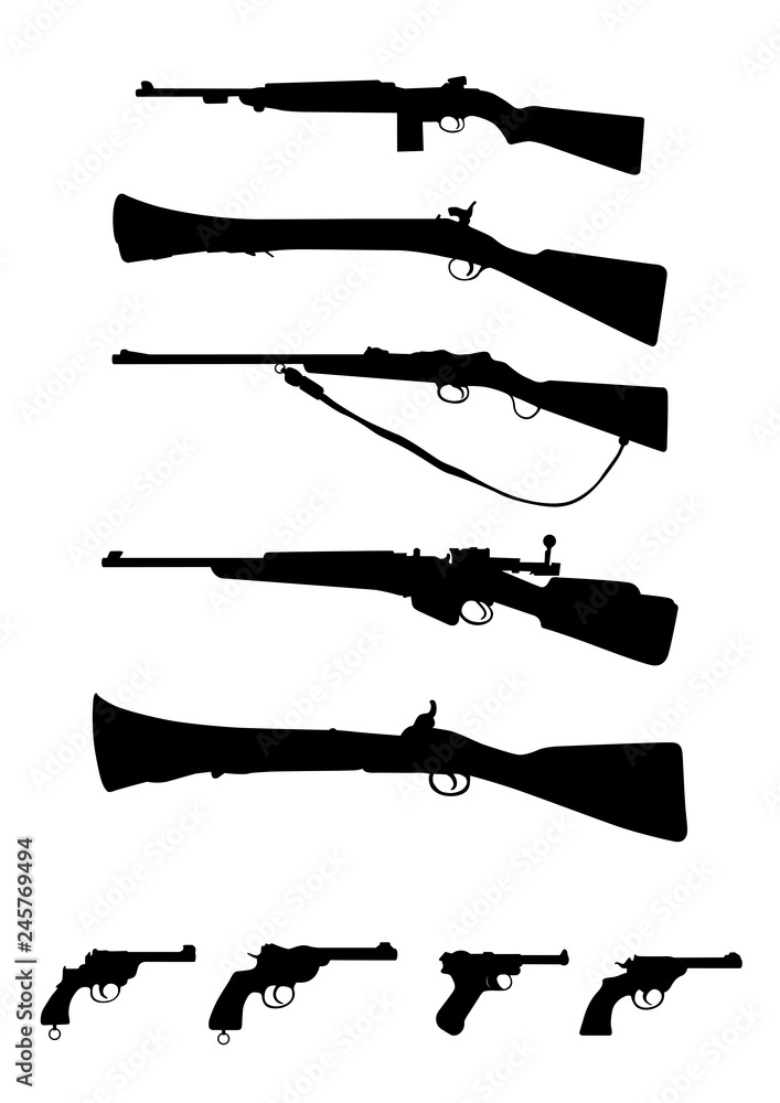 Antique Weapons Guns and Rifles Vector Illustration