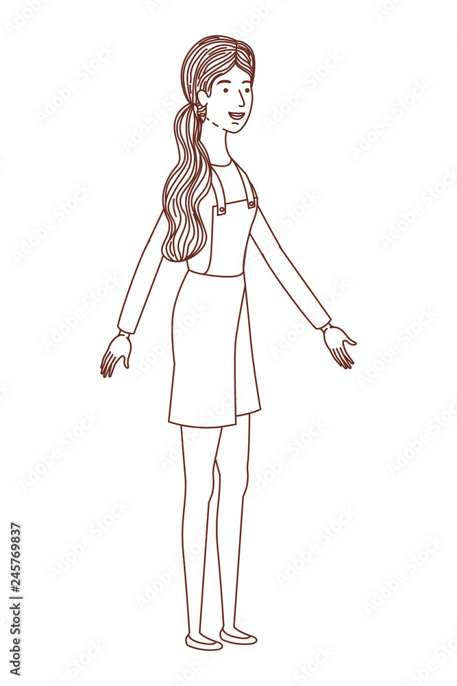 young woman standing avatar character young woman standing avatar character