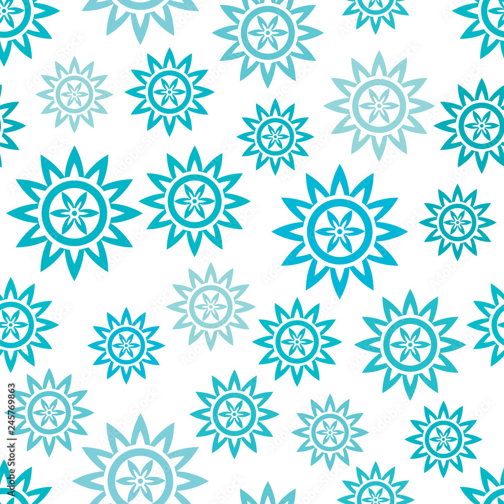 Seamless pattern with abstract flowers. Tribal stars isolated on white background. Vector illustration. Seamless pattern with abstract flowers. Tribal stars isolated on white background. Vector illustration.