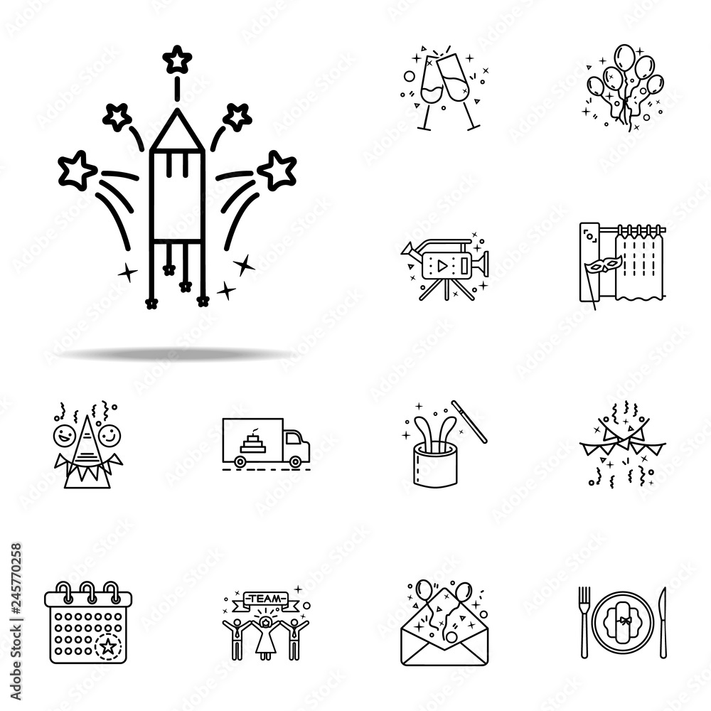 fireworks dusk style icon. Birthday icons universal set for web and mobile fireworks dusk style icon. Birthday icons universal set for web and mobile