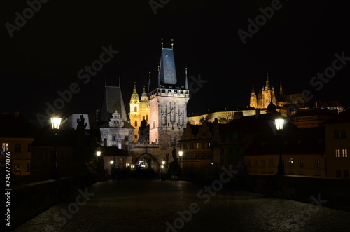 Charles Bridge in Prague by night