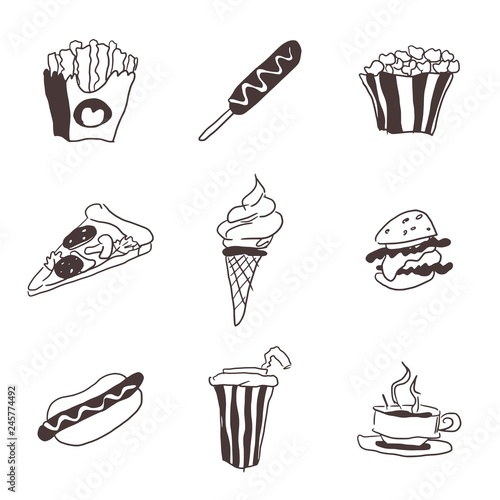 fast food small selection of doodles food