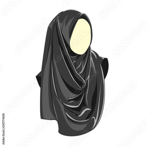 Black hijab muslimah vector