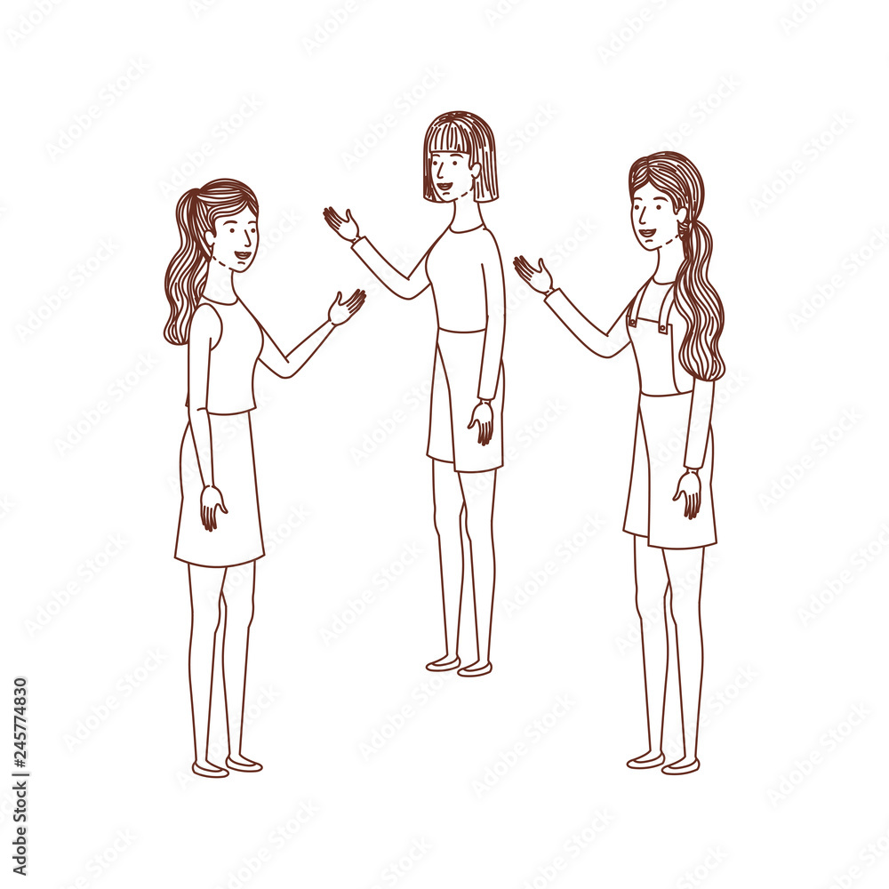 young women standing avatar character young women standing avatar character