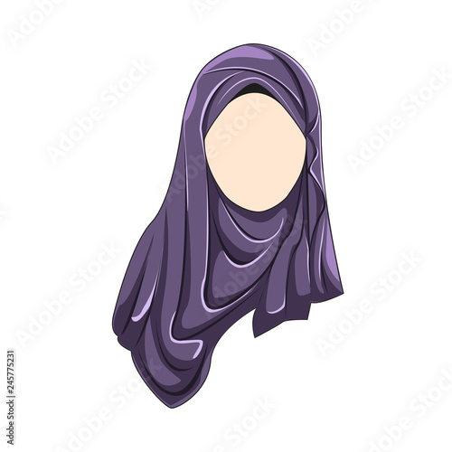 Purple hijab muslimah vector