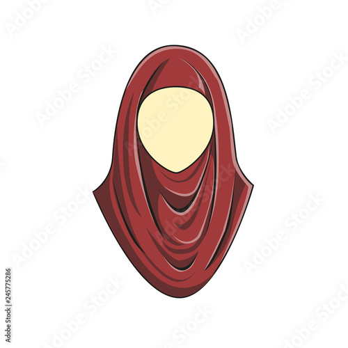 Red Hijab Cartoon Muslimah Vector Stock Vector Adobe Stock