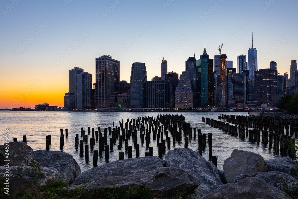 Sunset over Manhattan - View from Brooklyn park
