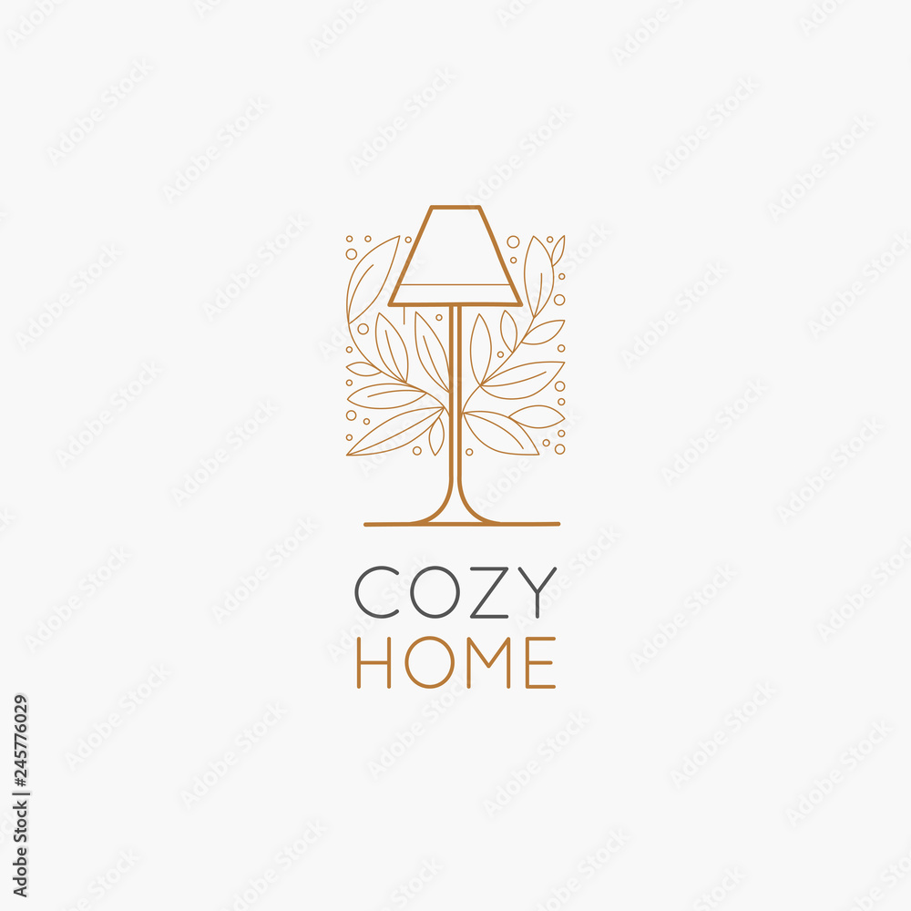 Vector logo design template in simple linear style - home decor ...