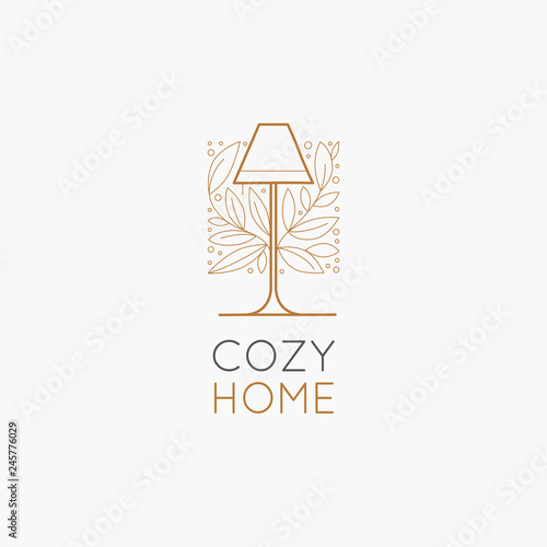 Vector logo design template in simple linear style - home decor store emblem