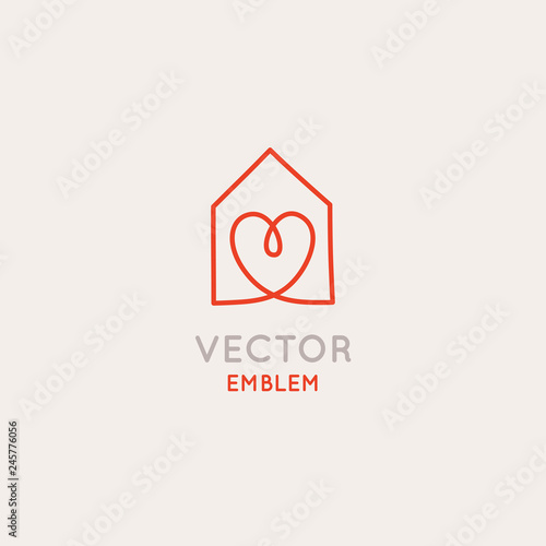 Vector logo design template in simple linear style - home decor store