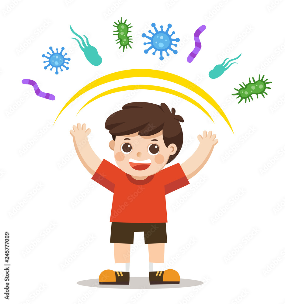 Healthy Boy reflect bacteria attack. Healthy lifestyle. Healthy Boy reflect bacteria attack. Healthy lifestyle.