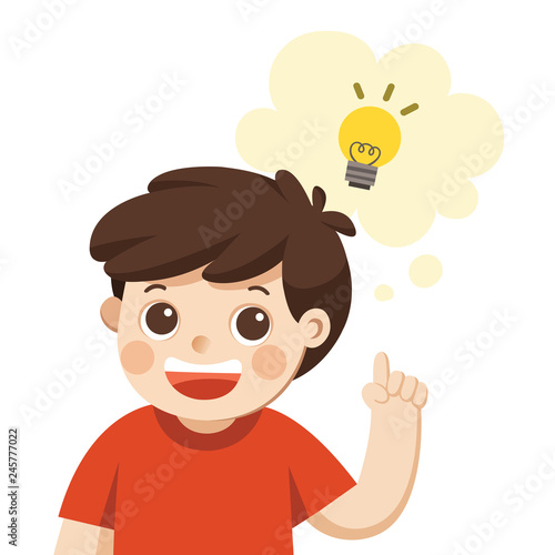 Learning and Growing Children. A Cute Boy thinking.