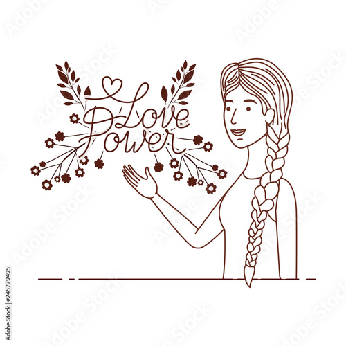 woman with label love power avatar character photo