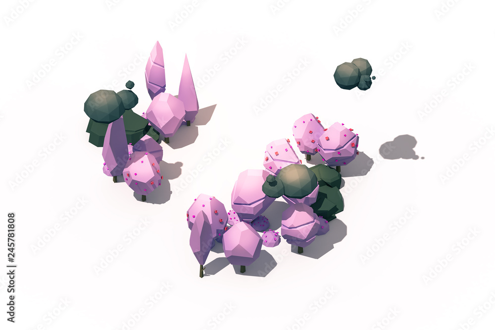 Fototapeta premium Autumn Fall forest lowpoly isometric background 3d illustration.