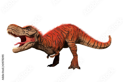 Tyrannosaurus rex  T-rex dinosaur from the Jurassic period  3d illustration isolated on white background 
