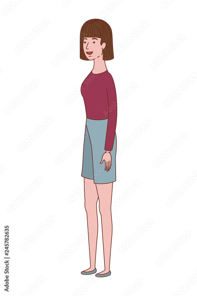 young woman standing avatar character young woman standing avatar character