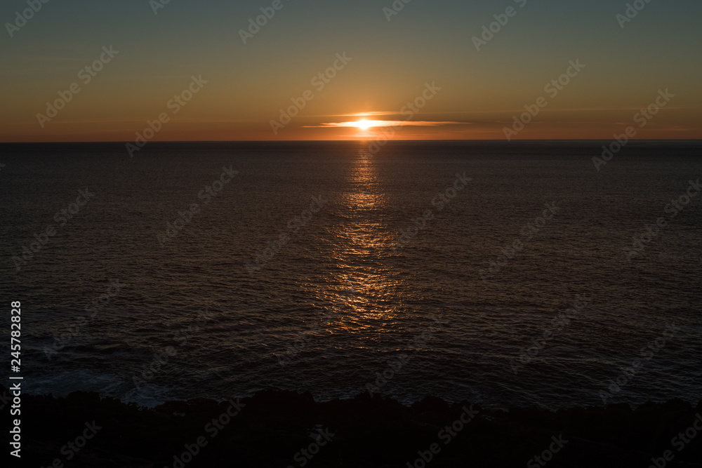 Sunset over the Pacific Ocean on the coast of Oregon, USA.