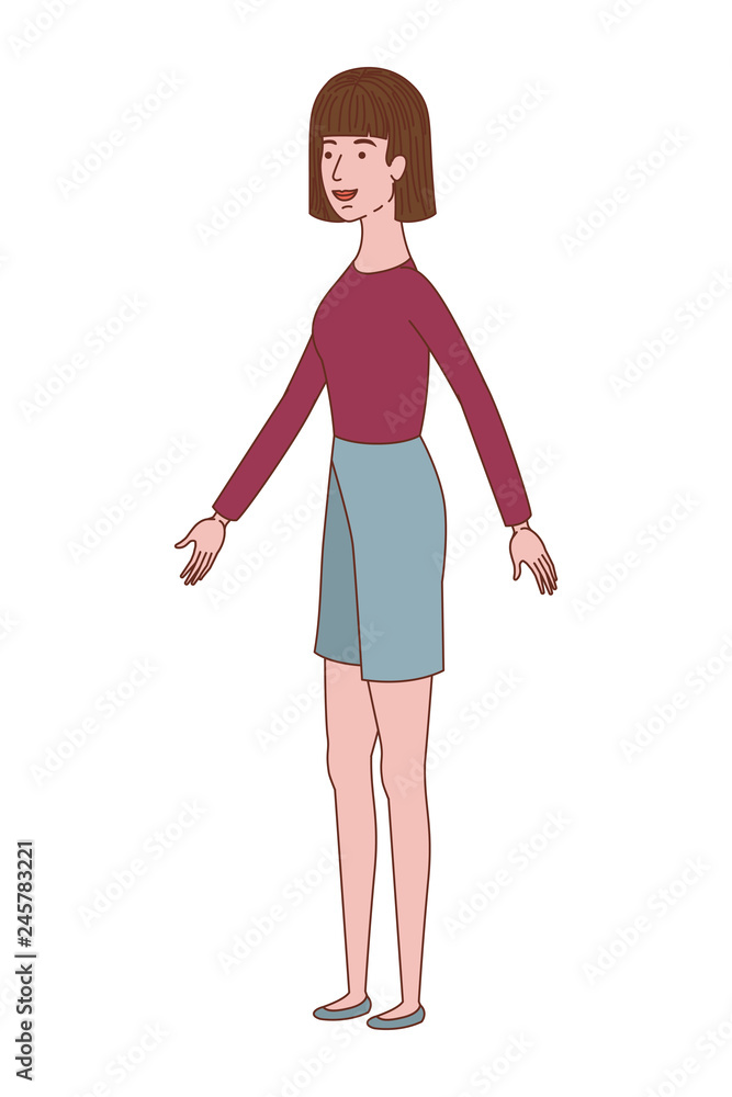 young woman standing avatar character young woman standing avatar character