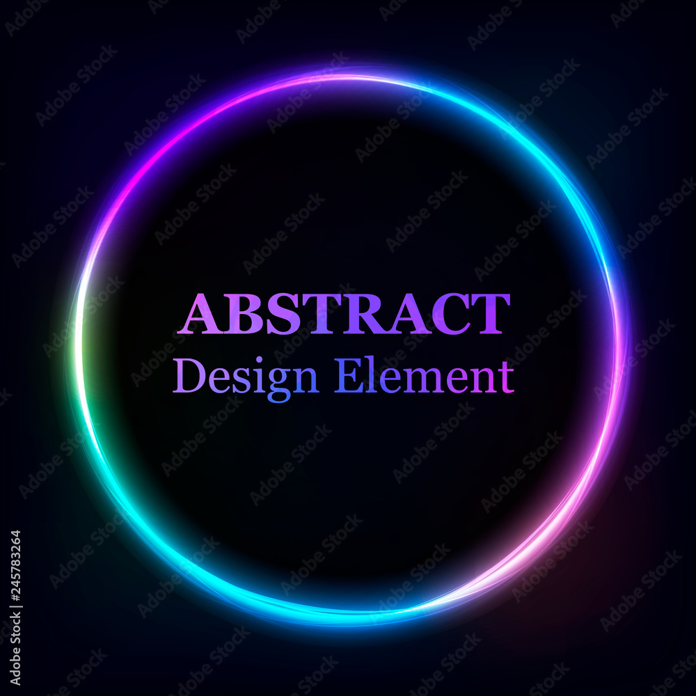 Vibrant neon glowing circle. Colorful round frame. Abstract bright ring. Shine vector stroke illustration for your design, banner, ad. Vibrant neon glowing circle. Colorful round frame. Abstract bright ring. Shine vector stroke illustration for your design, banner, ad.