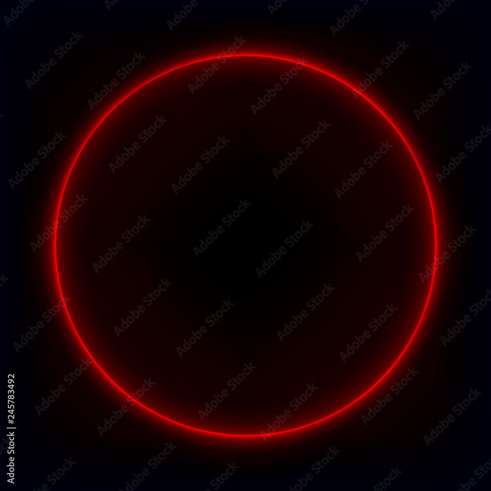 Red vibrant neon glowing circle. Colorful round frame. Abstract bright  ring. Shine vector stroke illustration for your design, banner, ad. Stock  Vector | Adobe Stock